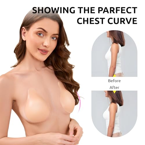 2025 Push Up Sticky Bra for Women, Reusable Invisible Silicone Adhesive Bra for Backless Strapless Dress, with Nipple Covers4
