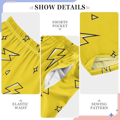 Boys' Pants Lightning Bolt Star Yellow Long Bottoms Jogger Pants Elastic Waist Trousers with Pockets S-XL4