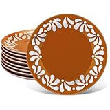 Potchen 8 Pcs Terracotta Cielito Lindo Party Decoration Ceramic Plates Mexican Party Tableware Set Round De...
