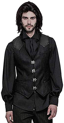 Punk Rave Mens Steampunk Vest Gothic Victorian Waistcoat V Neck Slim Fit Single Breasted Paisley Dress Vest Black â€¦