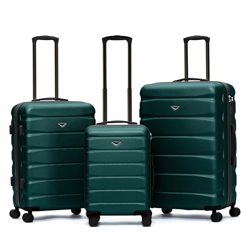 Flight Knight Luggage Sets TSA Lock Silent Double Spinner Wheels Durable Hardside Lightweight Suitcase With 22x14x9 Carry-On Case Maximum Carry On Bag Size For American & United Approved Airlines