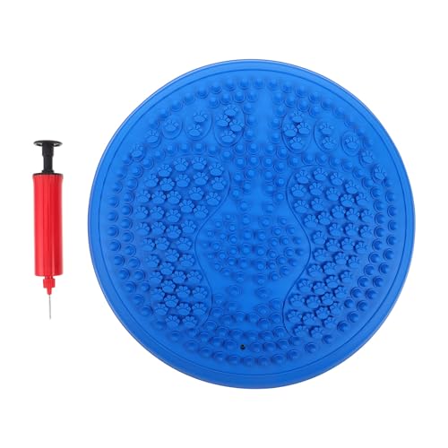 TOKIDNY Cojín Inflable Redondo de Equilibrio para Yoga con Masaje de Puntos de Presión Entrenamiento Estabilidad y Relajación de Pies Incluye Bomba Azul