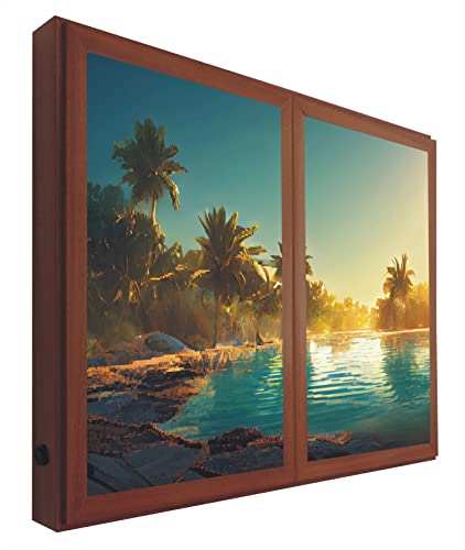 Ventanas Falsas Iluminado con Leds Paisaje Tropical