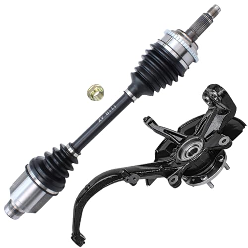 Image of Detroit Axle - Front 2pc Steering Knuckle CV Axle for Ford Fusion Mercury Milan Lincoln MKZ 2006 2007 2008 2009 2010 2011 2012 Passenger Side CV Axle Steering Knuckle & Wheel Bearing Hub Replacement