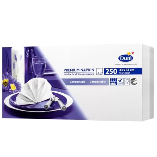 3-ply Duni 250 Large Premium Napkins (33cm 3ply), White