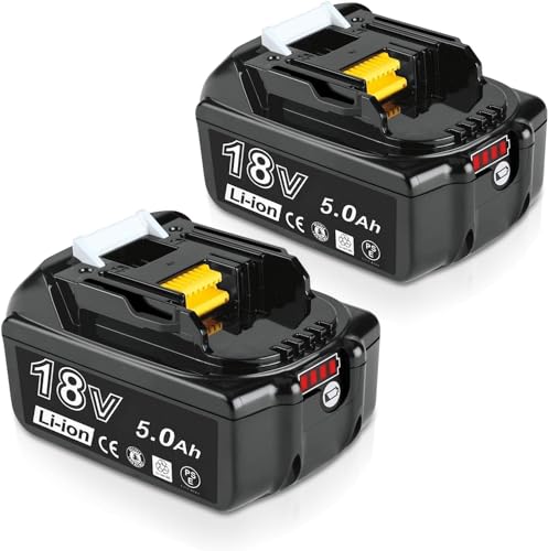 ANTOOLOCKER Replacement for Makita 18v Battery: 2 Packs 5.0ah High Capacity Lithium Ion Batteries Compatible with 18 Volt BL1860 BL1820BL1830 BL1840 BL1850 for Cordless Power Tools