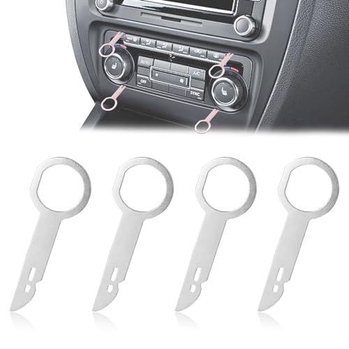 CHRYMUM 4PCS Radio Removal Tool, Key DIN Release Keys Set, Stereo Extraction Tools Pins with Easy Grip Handles, Stainless CD DVD Host Key Disassembly Tool Fit for Mercedes Benz