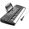 Hamzer 61 Key Beginner Electronic Keyboard Piano with Built-In Speakers, Portable Digital Piano Keyboard Includes Microphone and Keynote Stickers