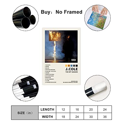 Wanmly J Poster Cole The Off-Season Music Album Cover Poster Canvas Poster Wall Art Decor Print Picture Paintings For Living Room Bedroom Decoration Unframe:12X18Inch(30X45Cm) #TOP1