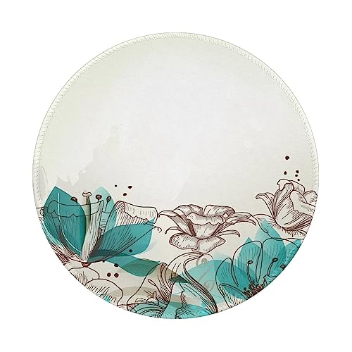 Tapis de souris rond en caoutchouc bleu sarcelle de 20 cm pour bureau