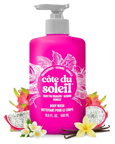 PB ParfumsBelcam Côte du Soleil Body Wash for Women – Tropical Fruity Floral Scent with Dragon fruit, Jasmine & Vanilla – Moisturizing Shower Gel, Hydrating Body Wash for Daily Use, 16.9 fl oz