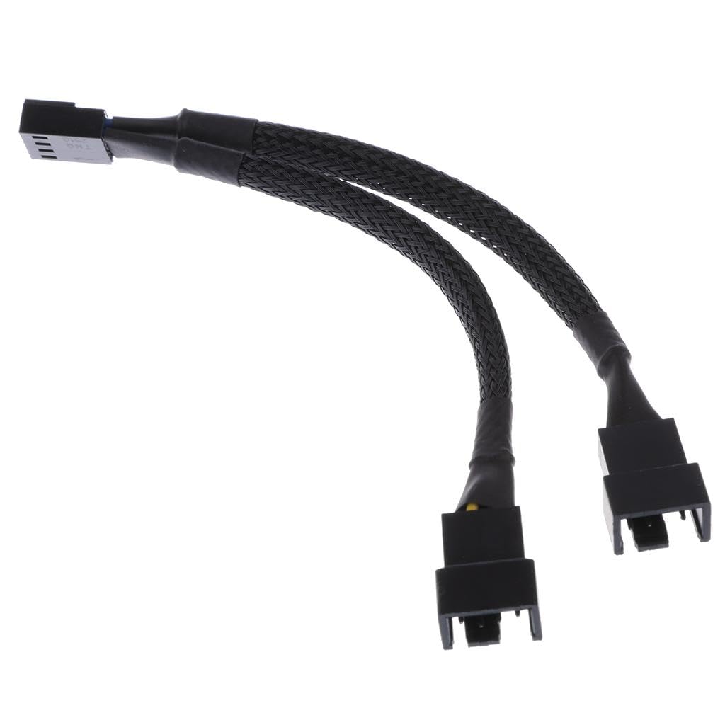 Lyla 2 X 4 Pin Fan Y Splitter Power Extension Cable 2 Fans Splitter Lead All Black Sleeved-image-20