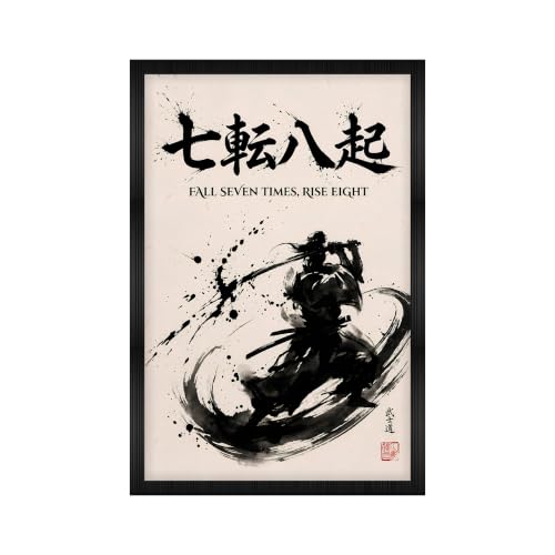 Image of Samurai Warrior Premium Framed Wall Poster (12x18 Inch) | Japanese Bushido Wall Art | Motivational Warrior & Discipline Decor for Bedroom, Office, Gym & Workspace | Ready-to-Hang Display Frame