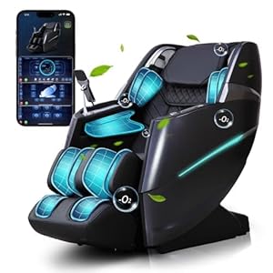 Massage Chair Full Body, 4D Zero Gravity Massage Chairs, 20 Auto Modes, 11 Massage Technique, 40 Airbags Shiatsu Massage, APP Control Massage Chair with HiFi Bluetooth Speaker Black