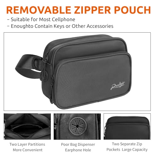 Runlight Dog Training Treat Pouch Fanny Pack,Dog Waist Belt,Dogs Walking Bag Crossbody with Poop Bags,Puppy Treat Bag Training Pouch (Black)