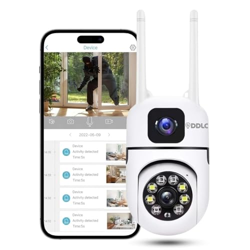 Image of DDLC 4+4MP Smart WiFi PTZ CCTV Camera for Home Outdoor | 360 View | Color Night Vision | Motion Detection | Two-Way Audio | Wireless Security Camera with Mobile App V380 Pro (Dual Lens Mini Ptz)