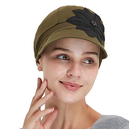 Bamboo Fashion Hat For Woman Daily Use With Brim Visor, Hats For Cancer Chemo Patients Women (Green Olive) #TOP6