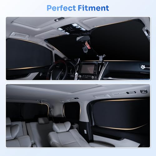 Image of Canvcle Window Shades for 2013-2021 Ford Fusion Accessories Windshield Sun Shade Side Rear Window Covers Sunshade Sun Visor Shield Privacy Protection for Camping Keep Vehicle Cool Black 8PCS