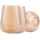 Rivqahra Wine Glass Lamp Shade for Lighting Fixture, 6.3" Height, 1-5/8 Inch Fitter, 3 Pack Clear Amber Crackle Effect Glass Replacement Globe Shade