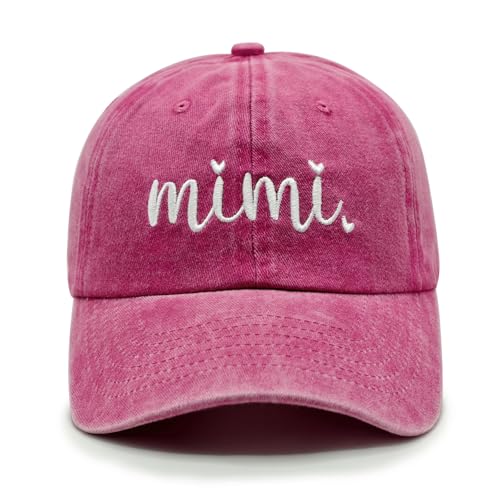 Mimi Gifts from Grandkids, Mimi Birthday Gifts, Mothers Thanksgiving Christmas Birthday Gift for Nana Grandma Grandmother, Adjustable Embroidered Baseball Caps Hat Pink