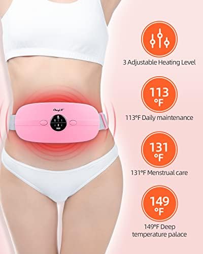 CkeyiN Menstrual Heating Pad, Portable Electric Waist Belt with 3 Heat Levels and 3 Vibration Massage Modes Fast Heating Wrap Belt for Cramps Back Pain Relief Women and Girl