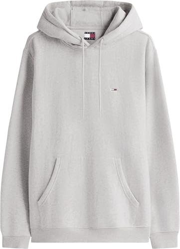 Tommy Jeans Sweat à Capuche Homme Regular Fit Flag Fleece avec Capuche, Gris (Silver Grey Heather), XXL