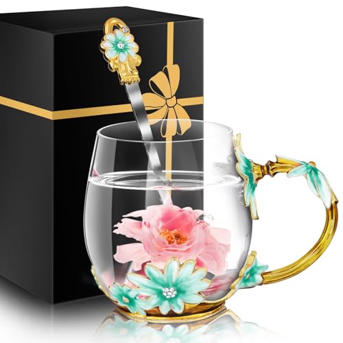 Women Glass Tea Coffee Pretty Cup Set Cute Mug Christmas