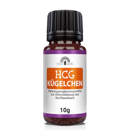 Adema Natural® HCG Kügelchen – Stoffwechselkur Unterstützung – Hormonfrei – Frei von Zusatzstoffen – Stoffwechsel - Nahrungsergänzungsmittel, 10g