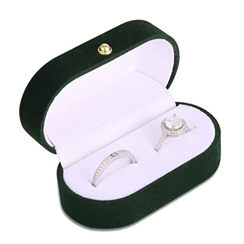 Fm Fm42 Vintage Green Velvet Ring Box Holder Jewelry Display Storage Case For 2 Rings Wedding Engagement Jb1007 #TOP2