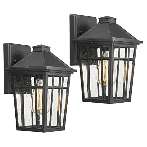 Darkaway Outdoor Sconce Lights Wall Light Fixtures, Front Porch Light Outdoor Wall Anti-Rust Waterproof Aluminum with Glass Exterior Light Fixture for Patio, Yard, Doorway, Garage(2 Pack, Black) Cover
