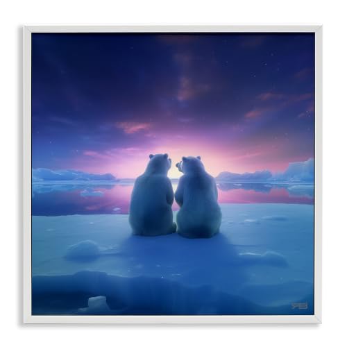 Polar Bears at Sunset Wildlife, 24 x 24 Inch Framed Giclée Print