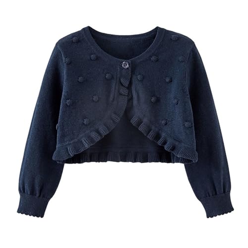 Girls Bolero Cardigan Kids Button Long Sleeve Closure Knitted Shrug Cropped Sweaters Tops