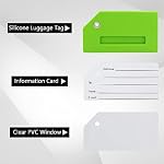 Luggage Tags, 6 Pack Silicone Suitcase Tags, Baggage Tags with Name ID Card and Stainless Steel Loops, Bright Color Luggage Tags for Suitcases Travel Bag, Green