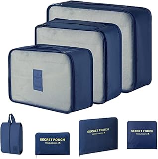 inaWarm Packing Cubes, 7PCS Packing Cubes for Suitcases, Travel Organiser Set for Clothes Shoes, Travel Bags Organiser Travel Essentials, Dark Blue