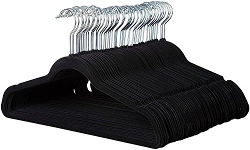 Closet Basic HG-Black-100 Velvet Hangers Black 100 Piece