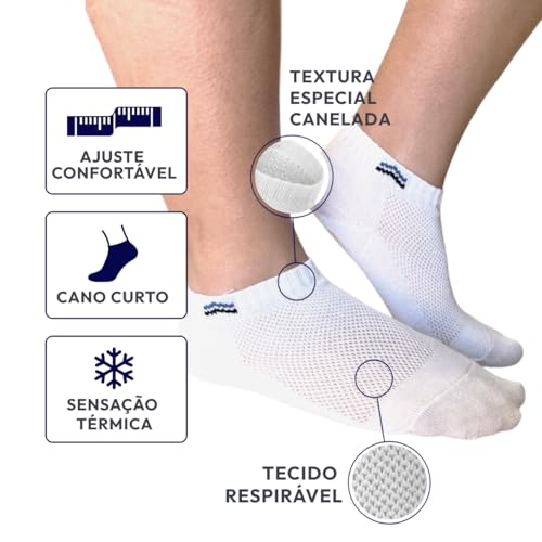 QLC SPORT, Kit 10 Pares de Meias Up 3225 Cano Curto Algodão - Branco Tamanho:39-43;Cor:Branco
