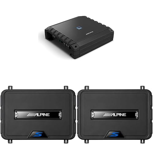 Alpine S2-A60M S-Series Class-D Amp & (2) SS-SB10 Single 10” S-Series Shallow Preloaded Subwoofer Enclosure