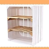 Vintage-Möbel24 2er Set weiße Obstkisten mit geflammten Zwischenbrett quer – Holzkisten als Schuhregal – Shabby Chic - 50x30x40cm