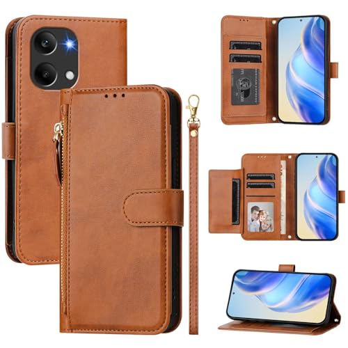 Kukoufey Compatible with REDMI Turbo 5 Max 5G Case Cover,Compatible with Xiaomi Poco X8 Pro Max 5G 2602BPC18G Flip PU Leather Zipper Wallet Protective Cases Brown