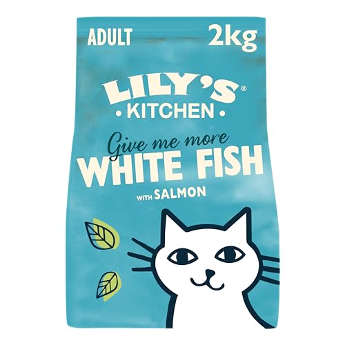 Lily’s Kitchen White Fish with Salmon, Adult Cat Dry Food 4x (800g), With Natural Ingredients, Grain-Free Recipe, Complete Proper Kibble, Dry Cat Food with Fish, For indoor cats and outdoor cats
