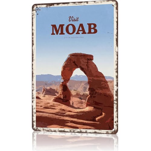 Vintage Metal Tin Sign Visit Moab Poster-Wall Art Decor for Home Room Office Dorm Decor 8X12inch