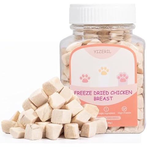 yizeril Freeze Dried Chicken Breast - Natural Healthy Dog Treats Human Grade Pure Fresh Ingredient High Protein Pet Food for Dogs Cats Training (4.6oz) Cover