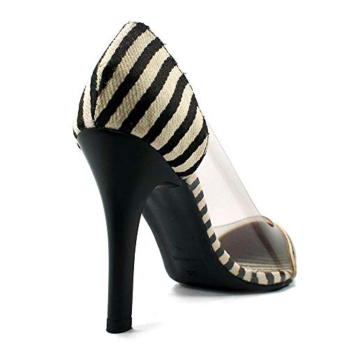 Scarpin Zhaceci Salto Alto com Transparência Listra