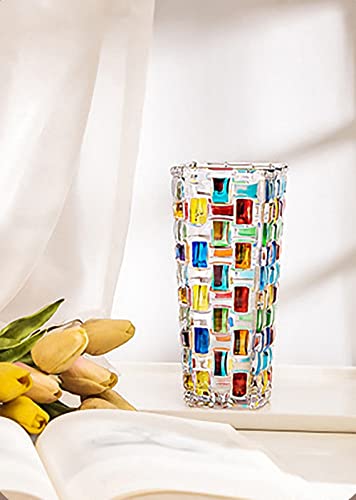 Magcolor Hand Painted Colorful Woven Glass Vase -Crystal Flower Vase- 7.7 Inch, Glass Plant Vase For Floral Arrangements, Centerpieces, Weddings, Housewarming, Centerpiece Home Deco #TOP4