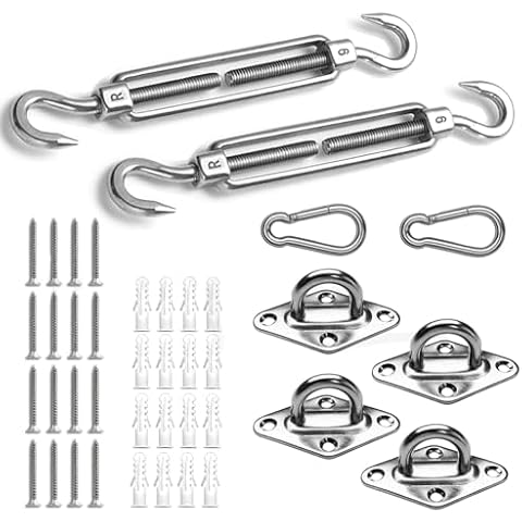 SUNNY GUARD Sun Shade Sail 316 Stainless Steel Hardware Kit 6 Inch for Rectangle Shade Sail Installation for Backyard Yard Deck Patio Garden Cover
