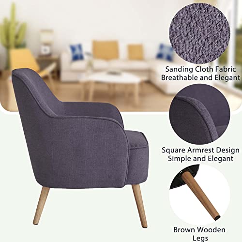 Sepnine Mid-Century Modern Peached Fabric Accent Chair, Comfy Reading Lounge Armchair For Bedroom,Living Room Single Sofa Chair With Wooden Legs #TOP4