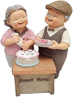 GEQIAN Garden Ornament Outdoor Christmas Old Man and Old Lady Ornament Creative Mini Ornament - Painted Desktop Figurines for Home Living Room Bedroom, Multicolor