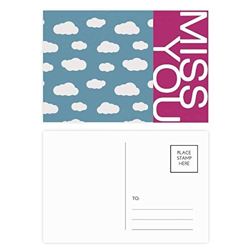 Carte postale nuage blanc et ciel bleu set de 20pcs doux mercis