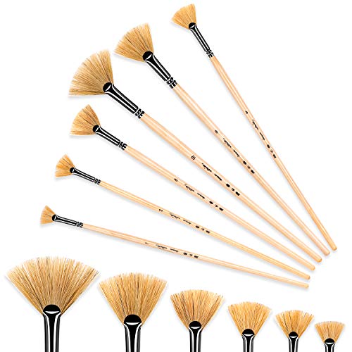 Golden Maple ART-ISTPAINT Artist Paint Brushes Oil Professional Fan Brush Hog Hair Paintbrush Set-Long Handle. cover