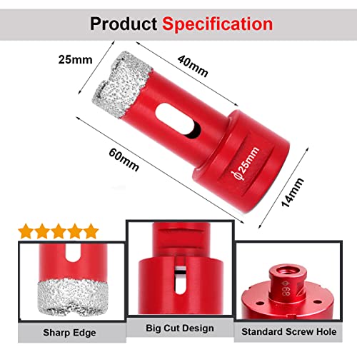 SagaSave 25mm M14 Diamond Coating Drill Bits Hole Saw,Long Life Hole Cutter Opener for Glass Ceramic Tile Marble Ceramics Bottles Etc 1PCS - Image 2
